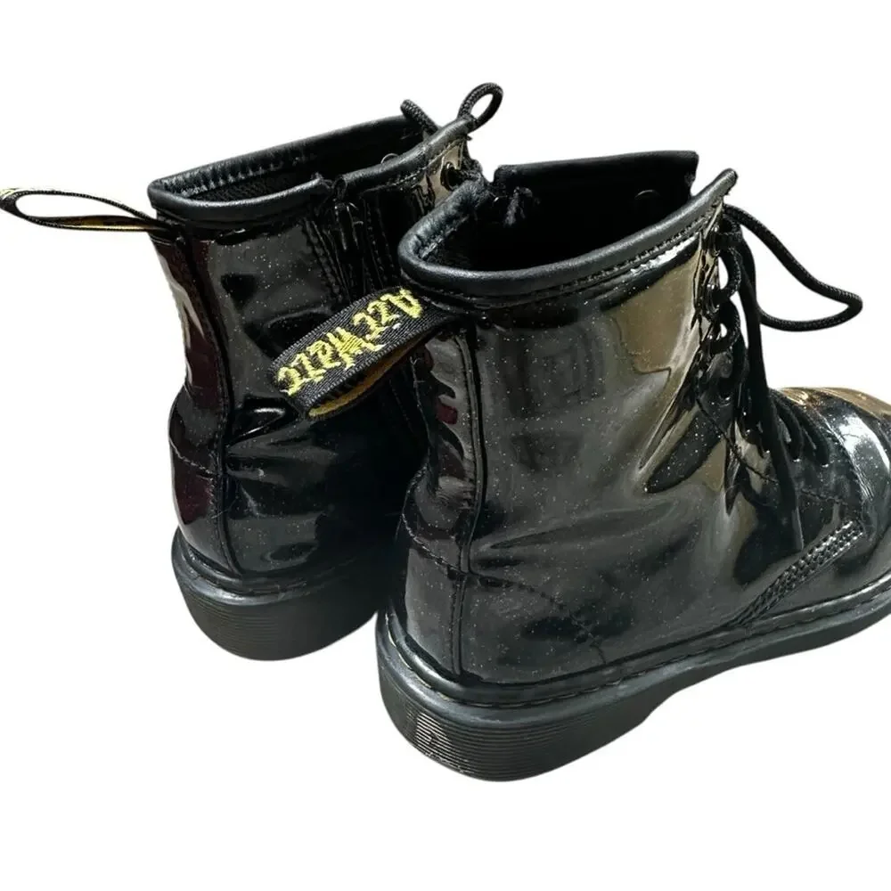 Doc Dr Martens Black Glitter Boots US 2 UK 3 AIR WAIR 1460 Y Zip